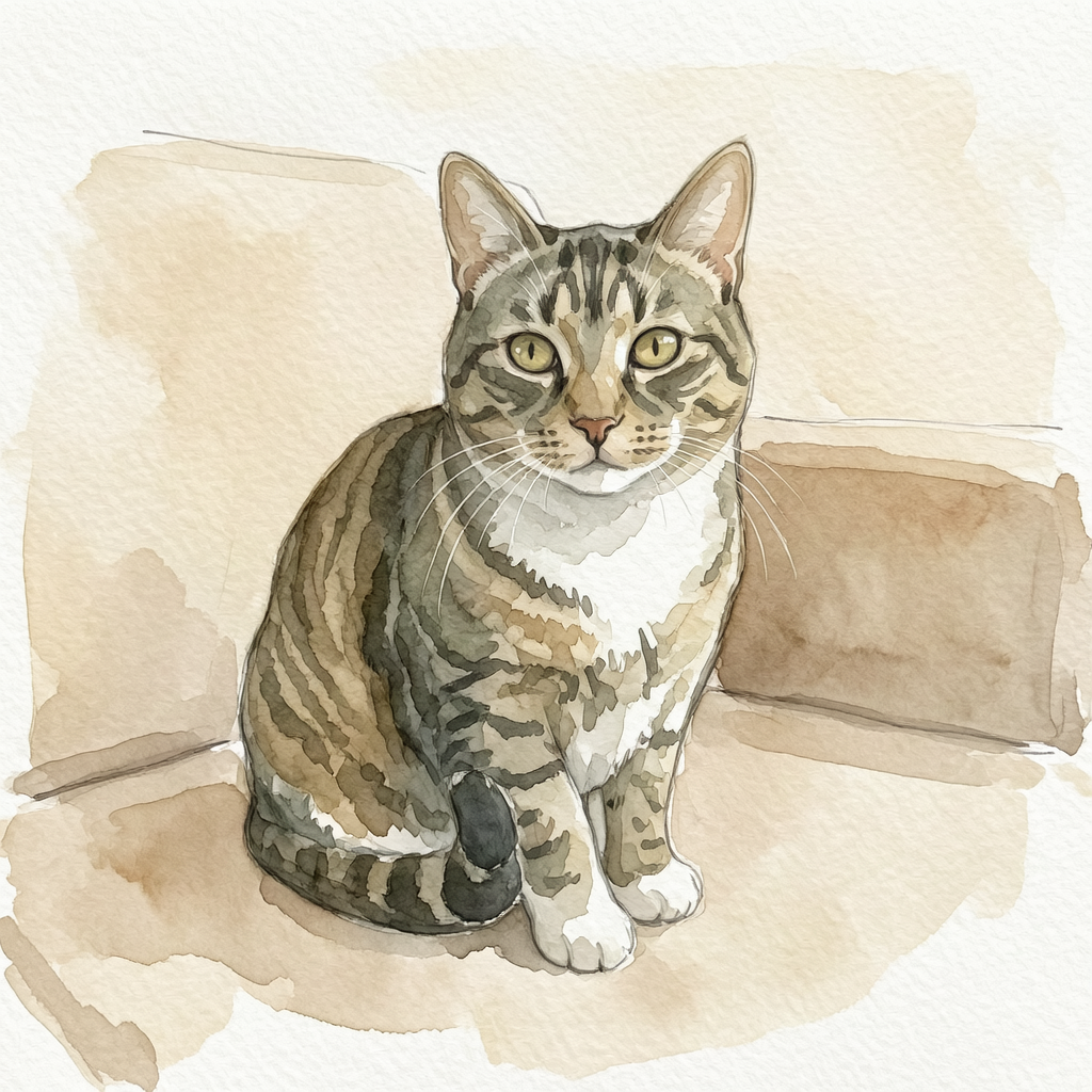 Actual watercolor-style result made from the sample cat photo